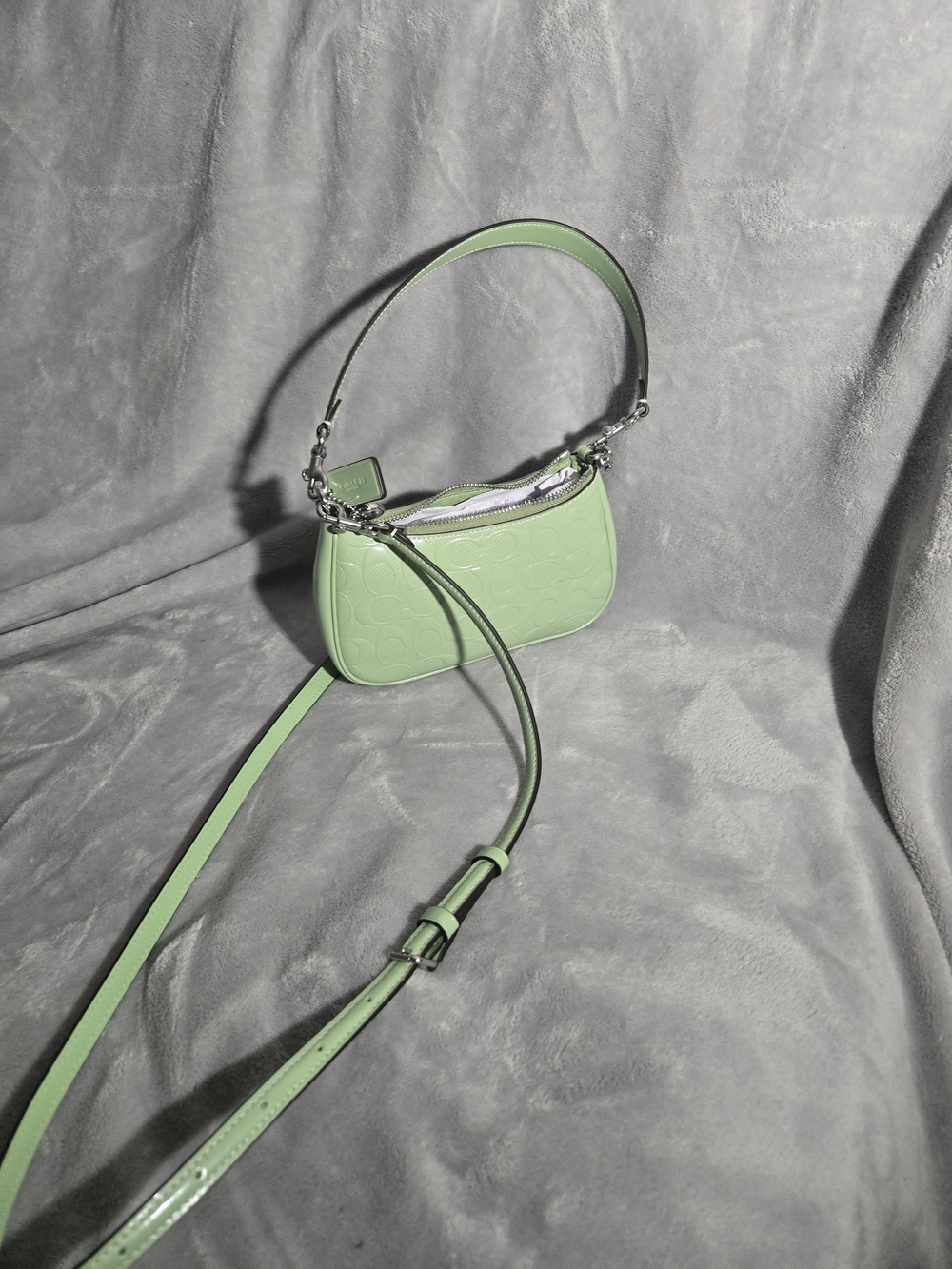 Coach Signature Small Shoulder Bag in Mint Green - Picture 3 of 4